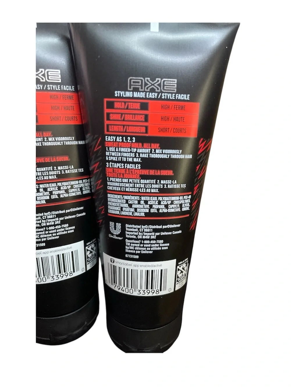 2 Axe Styling Extreme Hold Gel Hair Gel High Hold High Shine 6 Oz. Each